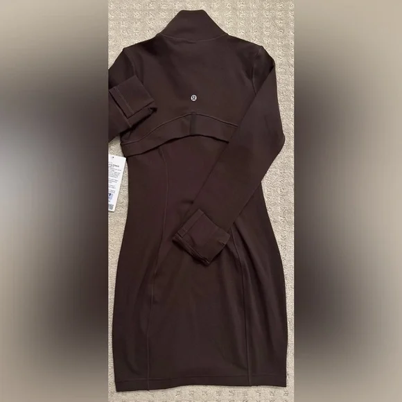 Lululemon•Define Long-Sleeve Dress *Luon Zip Front Contour•BNWT•Brown Sz 4 - Picture 8 of 9